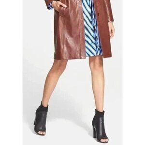 Vince Aren Open Toe Leather Bootie Black Womens Size 8.5